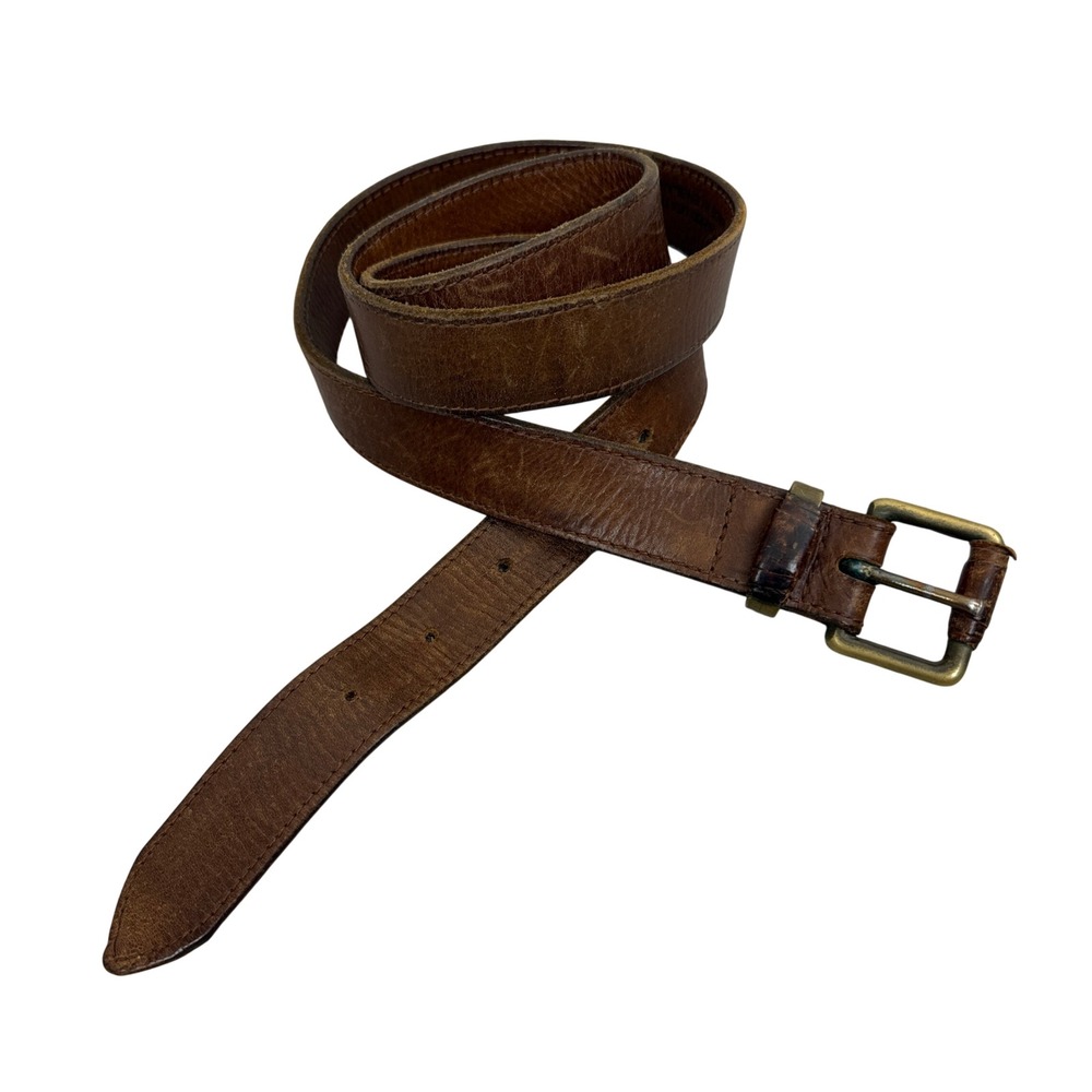 Banana Republic Belt Mens Size 36 Brown Oil Tanned Leather England Brass Vtg